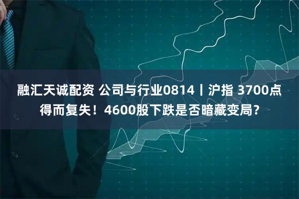 融汇天诚配资 公司与行业0814丨沪指 3700点得而复失！4600股下跌是否暗藏变局？